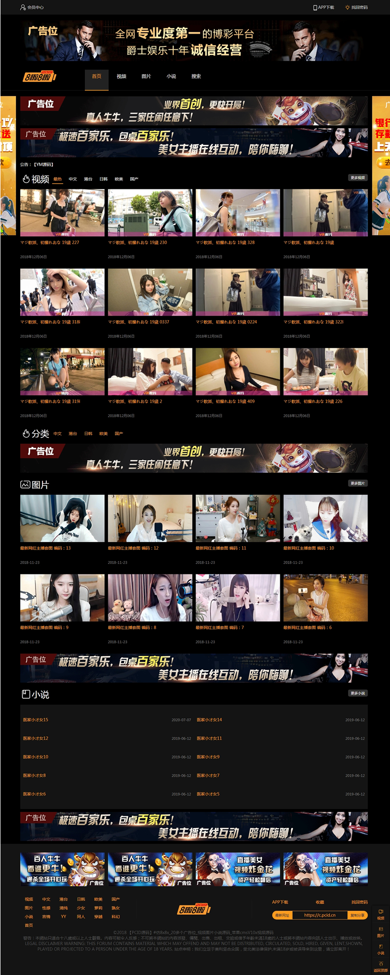 自适应20个广告位视频图小说源码苹果cmsV10x 源码-启航资源