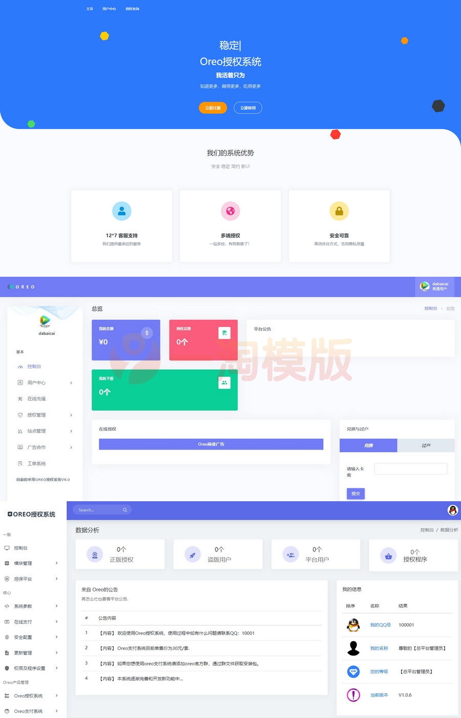 图片[1]-亲测Oreo授权系统二次修改bug无加密php源码-启航资源