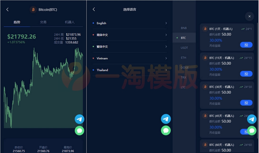 图片[3]-亲测五国语言收益理财BTC虚拟币质押定期存币系统源码/加密货币机器人量化交易系统+搭建教程-启航资源