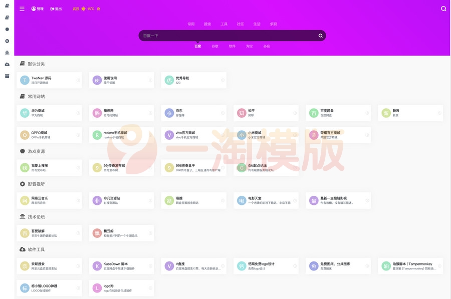 图片[2]-2024最新开源开心版TwoNav网址导航系统源码去授权含20多套模板-启航资源